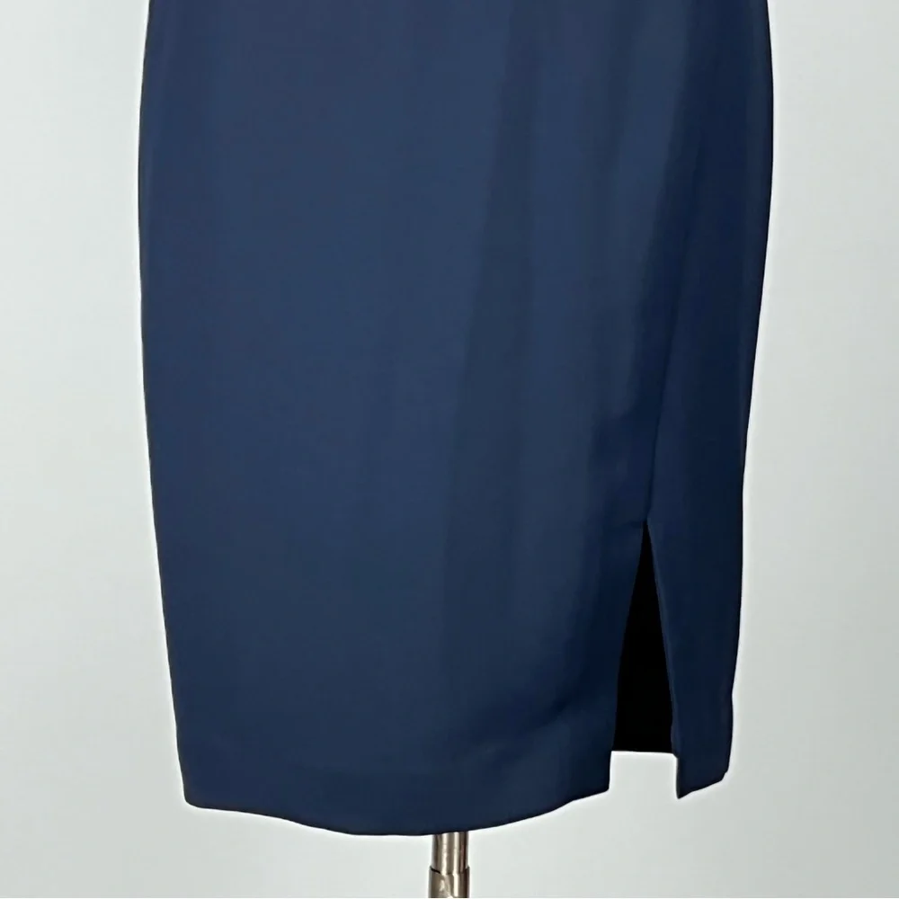 Talbots Womens Petite Navy Blue Pencil Skirt Front Slit Career size 6P